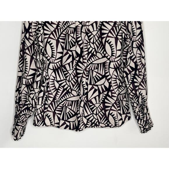 Ba&Sh Chermise Over Printed Long Sleeve Button-Front Blouse Cream/Purple XS / 2 - Picture 13 of 13